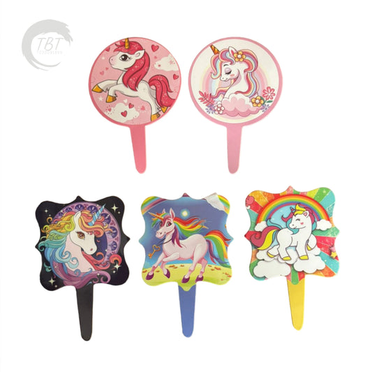 Unicorn Paper Theme Cupcake Topper [ Set Of 20 Piece ]