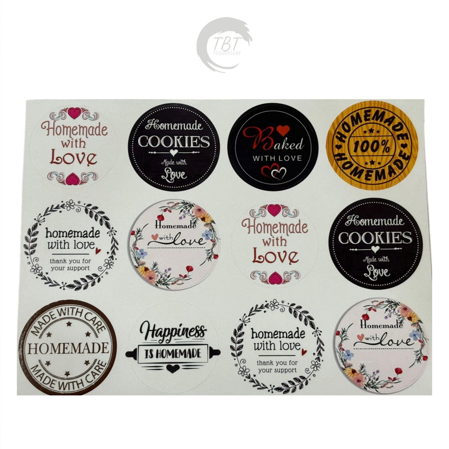 Home Made With Love Stickers Pack of 72 Piece