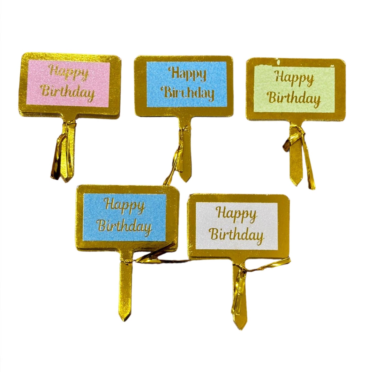 Happy Birthady Paper Foil Tag Cake Topper 50Pcs