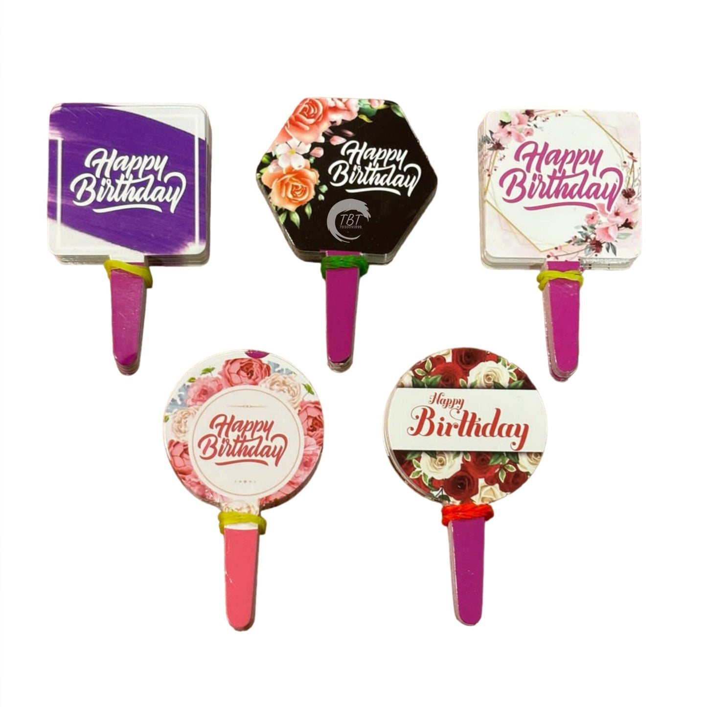 Happy Birthday ITC Paper Tag Cake Topper 100Pcs