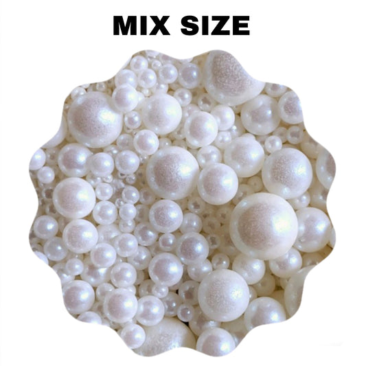 Mix Size Edible White Pearl Sugar Ball Sprinkles