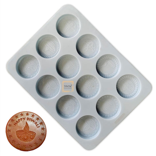 Happy Diwali Round Diya Coin Chocolate Silicone Mold