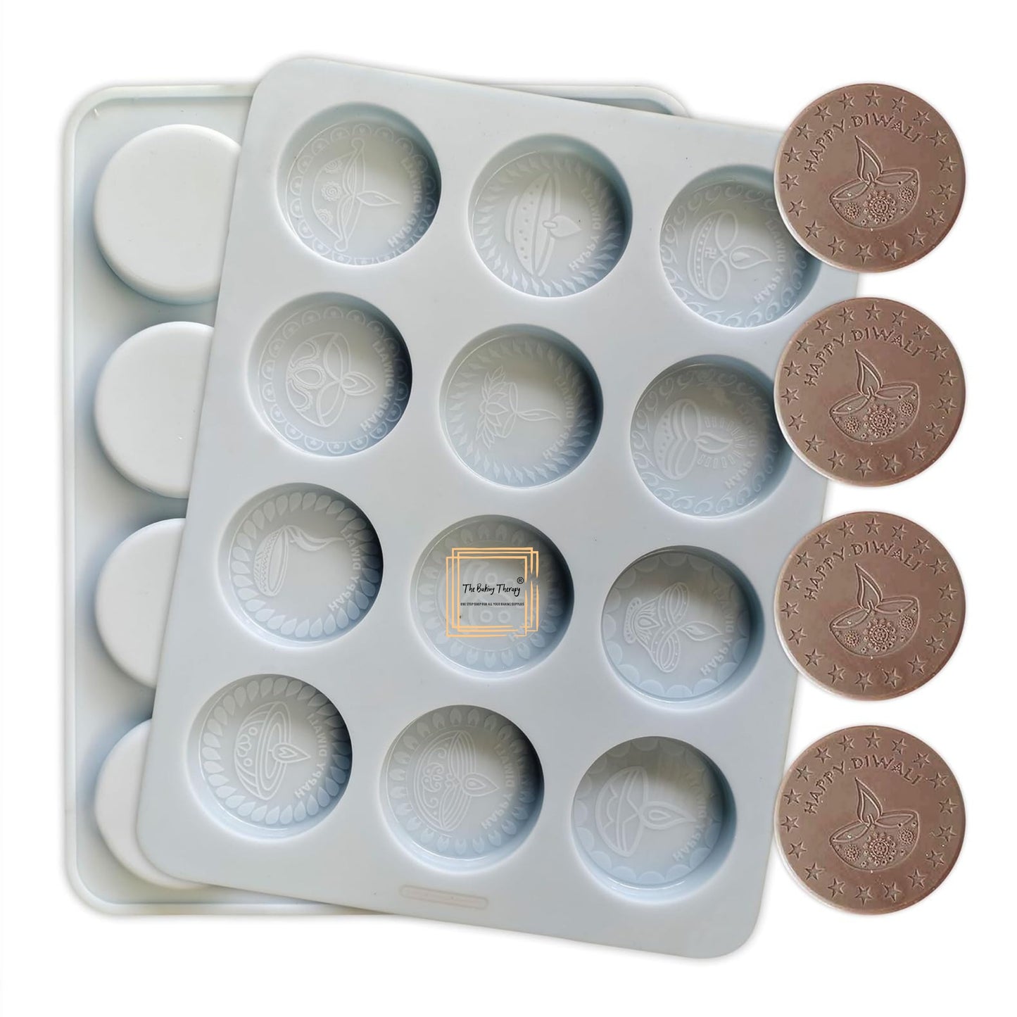 Happy Diwali Round Diya Coin Chocolate Silicone Mold