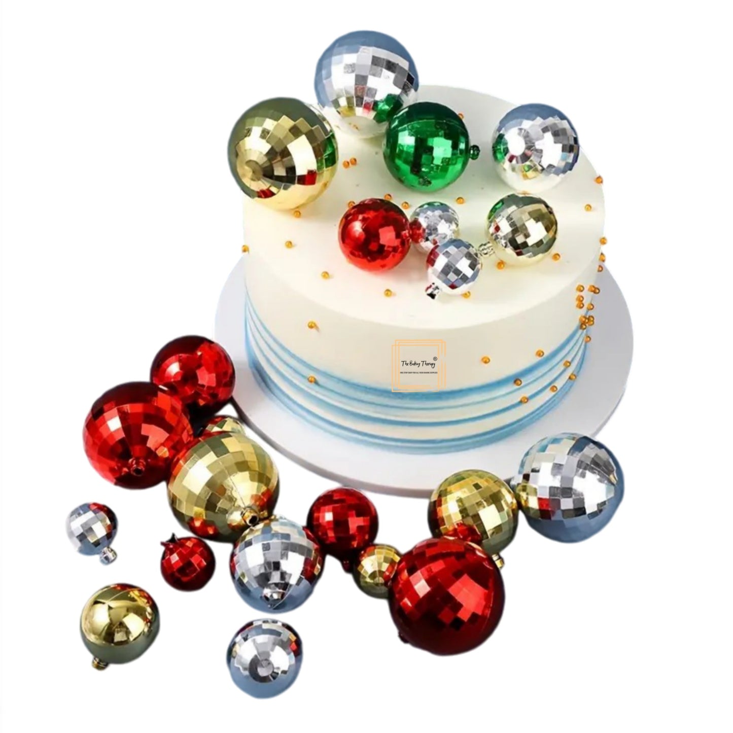 Plastic Silver Faux Disco Balls Topper For Cake Decoration (12 pcs Pack)