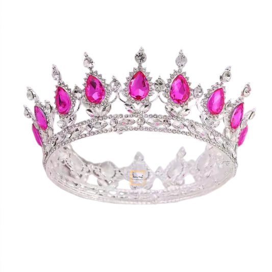 Silver Metal Tiara Gorgeous Crystal Crown Princess Cake Decoration 3"