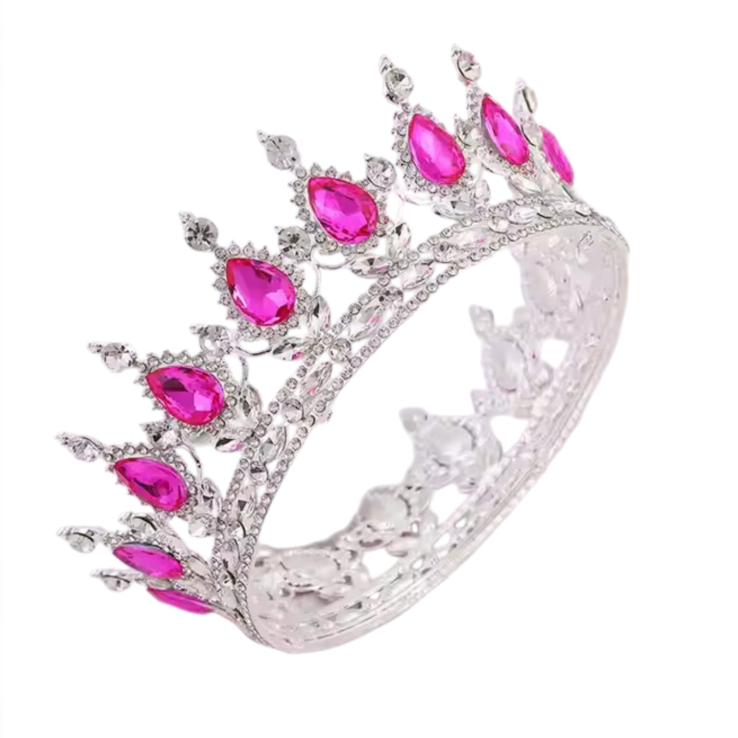 Silver Metal Tiara Gorgeous Crystal Crown Princess Cake Decoration 3"