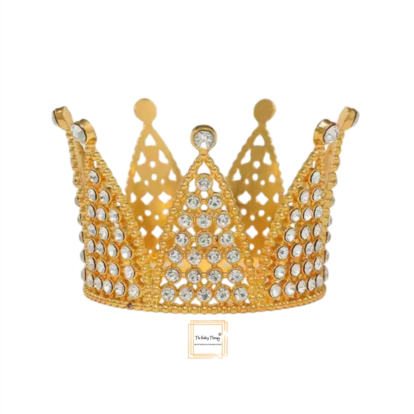 Golden Pearl Princess Tiara Crown Cake Decoration 3"