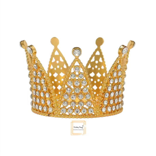 Golden Pearl Princess Tiara Crown Cake Decoration 3"