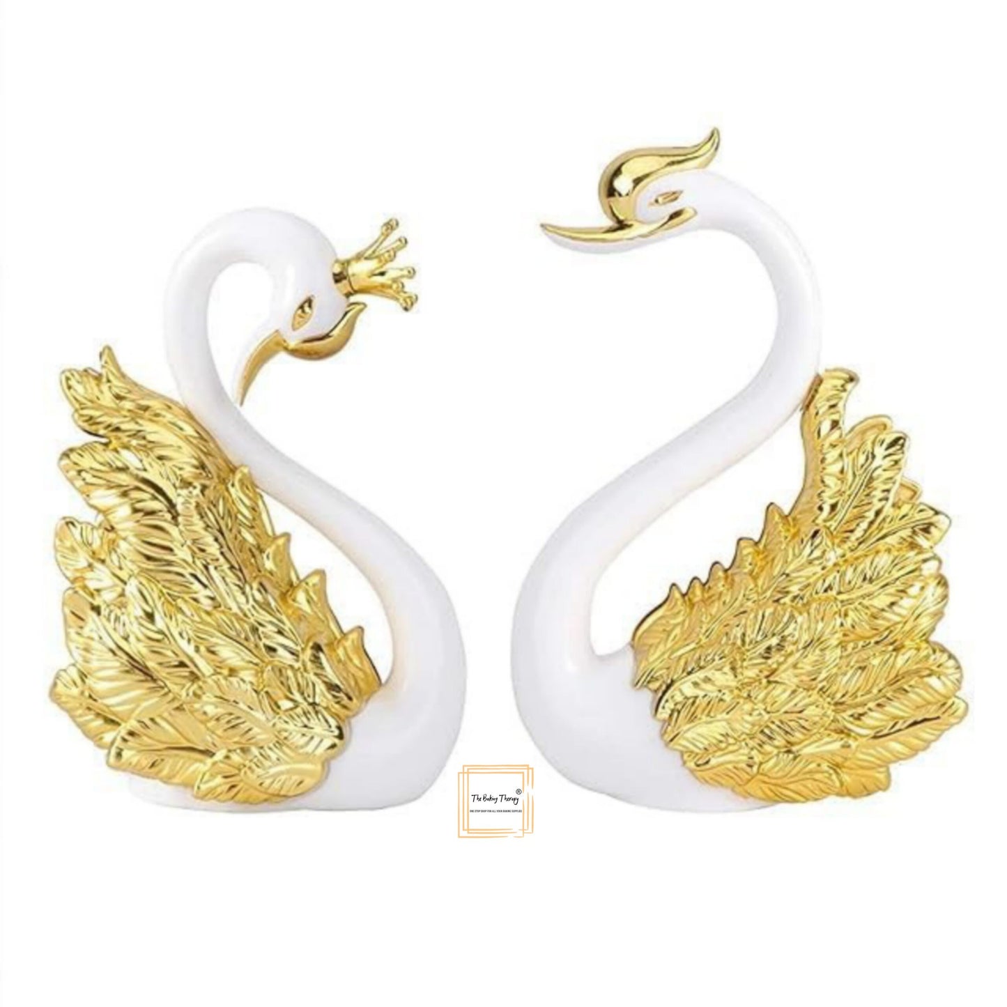 2Pcs Gold Wings Swan Toys Cake Topper
