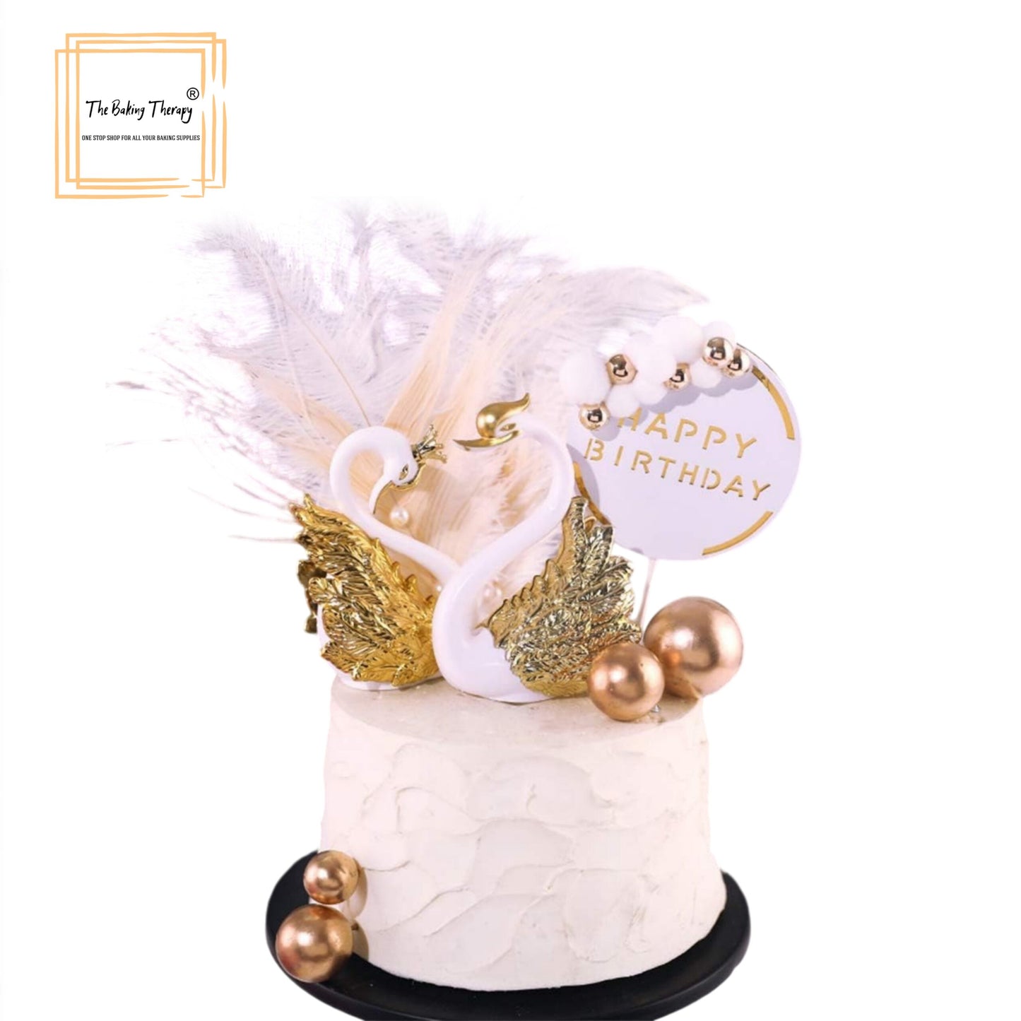2Pcs Gold Wings Swan Toys Cake Topper