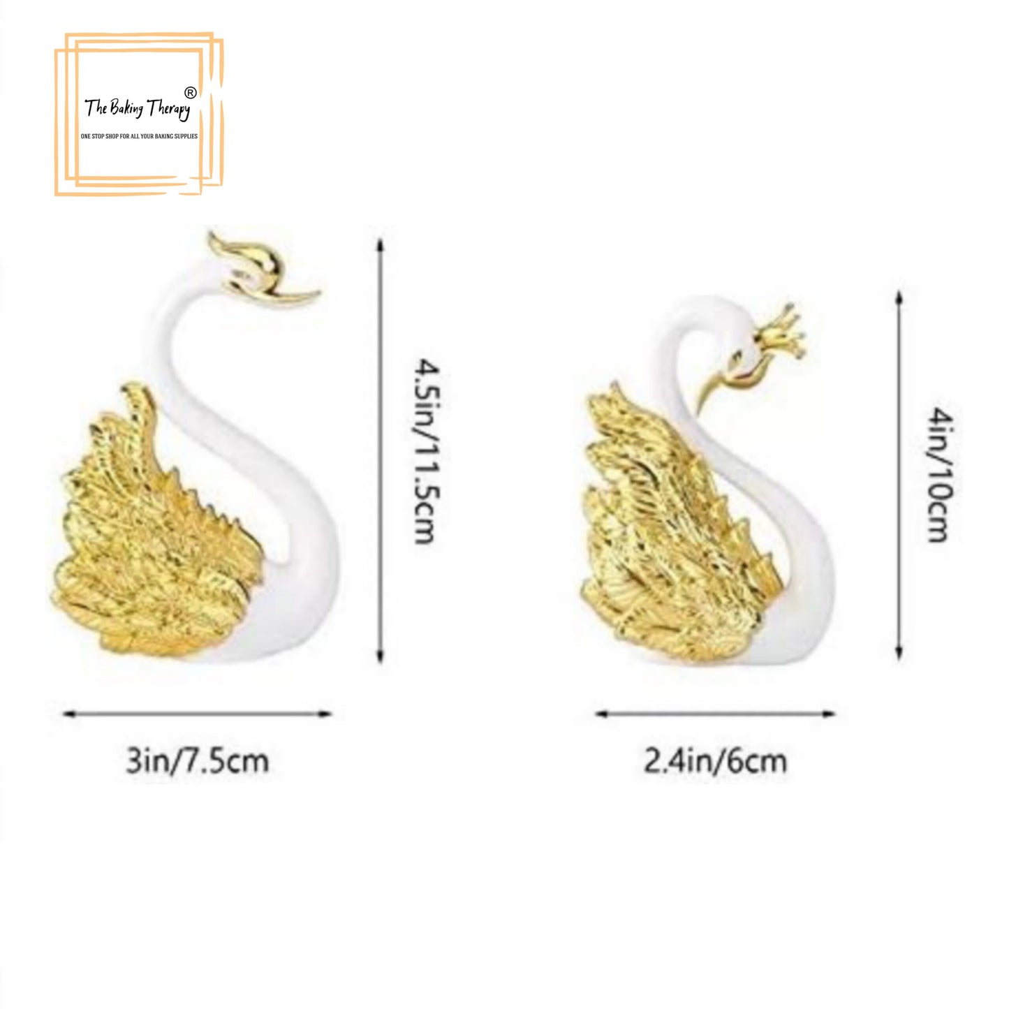 2Pcs Gold Wings Swan Toys Cake Topper