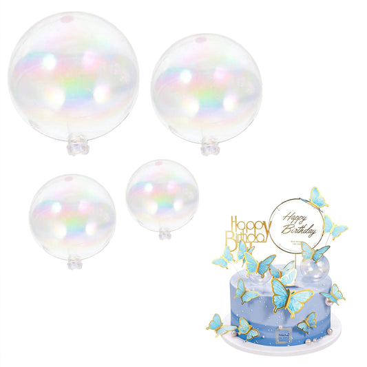 4 Mix Sizes Transparent Crystal Balls Cake Decoration Topper (Pack Of 12 Pcs)