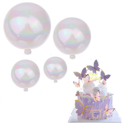 4 Mix Sizes White Transparent Crystal Balls Cake Decoration Topper (Pack Of 12 Pcs)