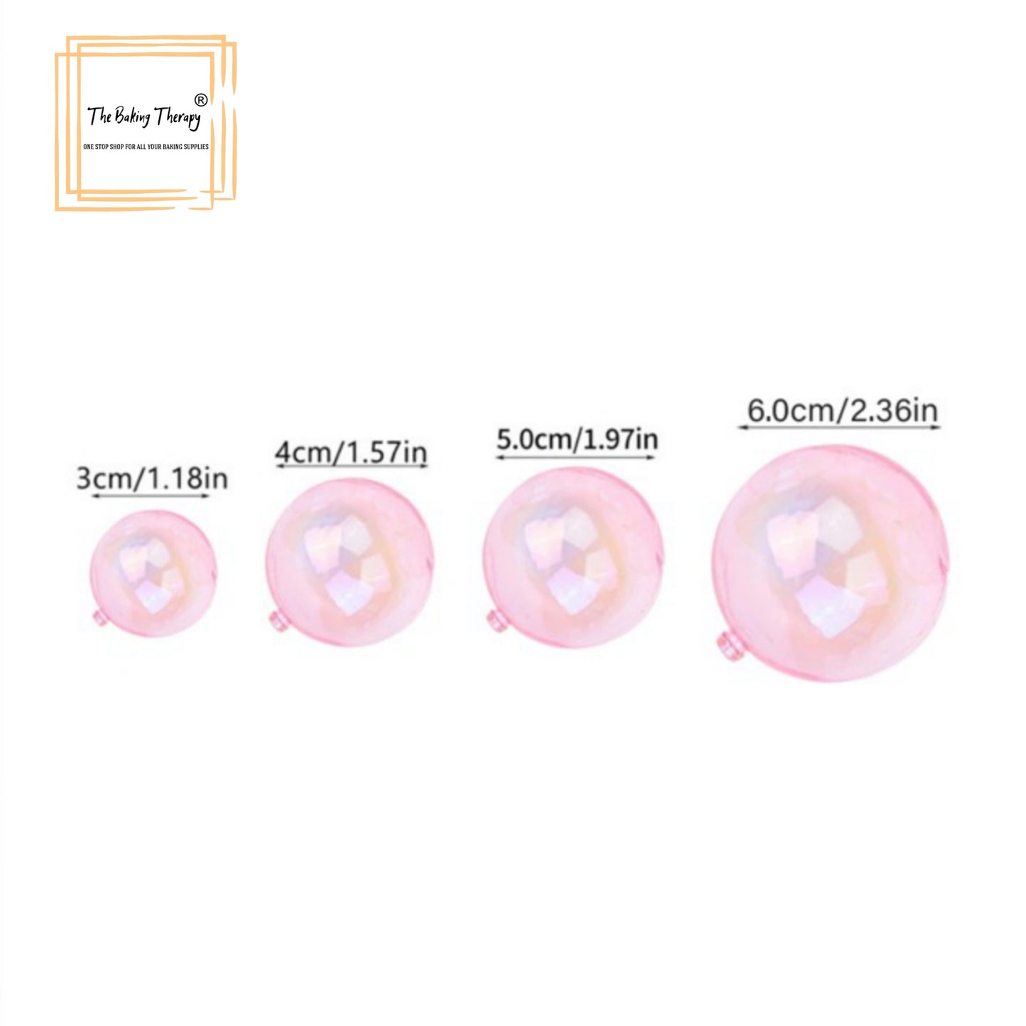 4 Mix Sizes Pink Transparent Crystal Balls Cake Decoration Topper (Pack Of 12 Pcs)