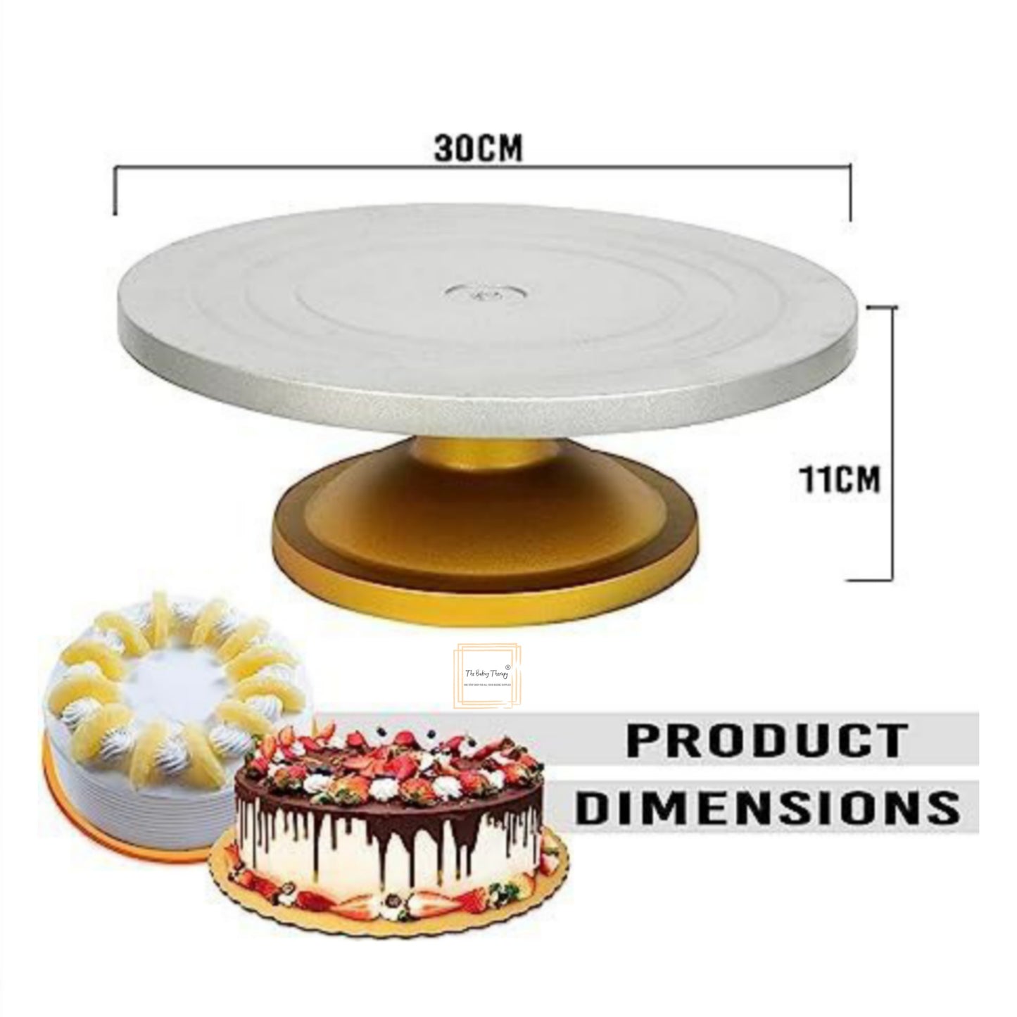 Heavy Quality Rotating Golden Silver fiber Cake Turntable 30cm
