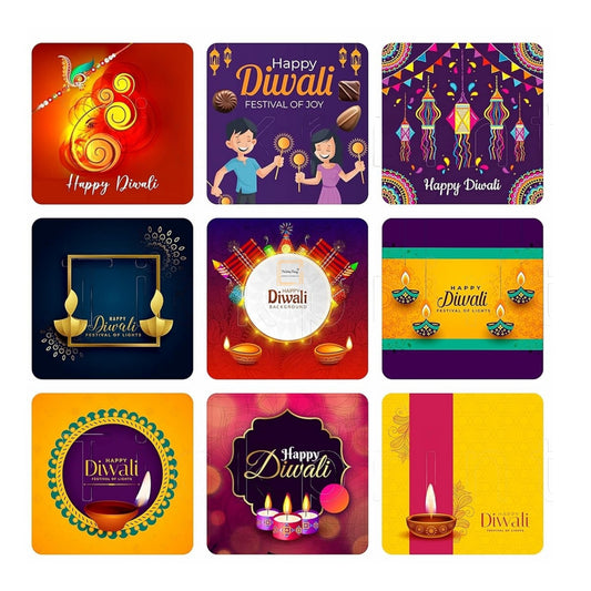 Diwali Paper Card Sticker For Chocolate Box Packaging ( Pack Of 10 Pcs )