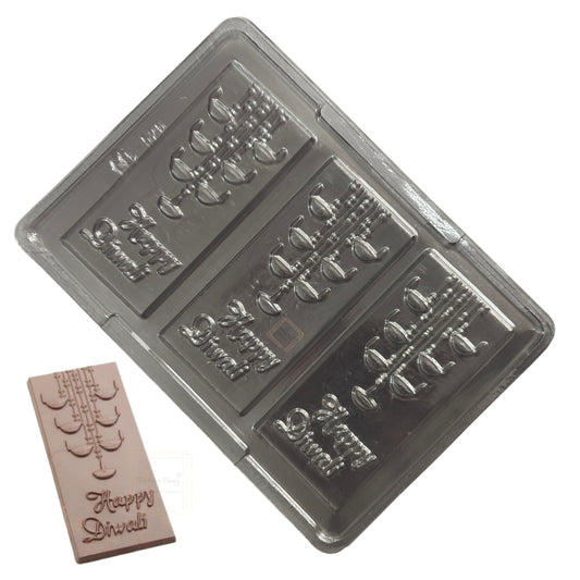 Happy Diwali Diya Panti Chocolate Bar PVC Mold