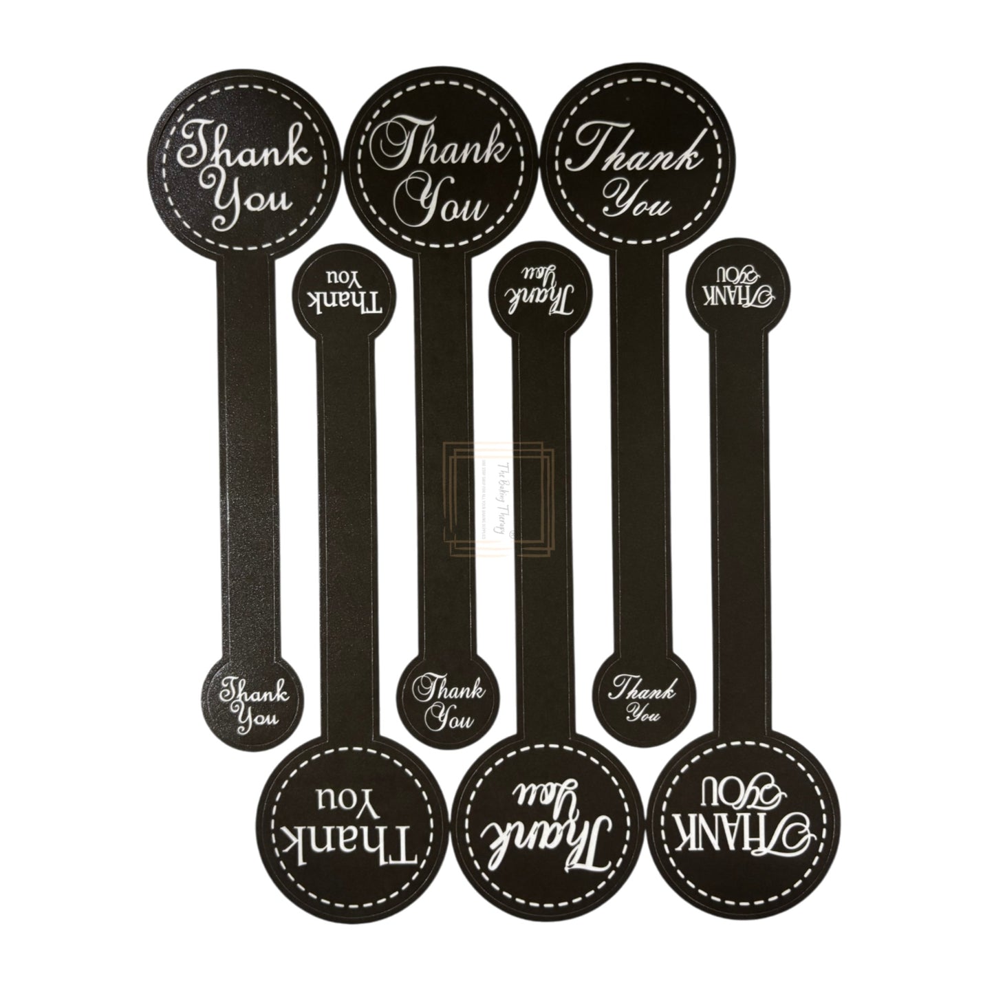 Thank You Long Stickers For Jars Cookies Hamper Cake Box Black Stickers 12 Pcs Pack