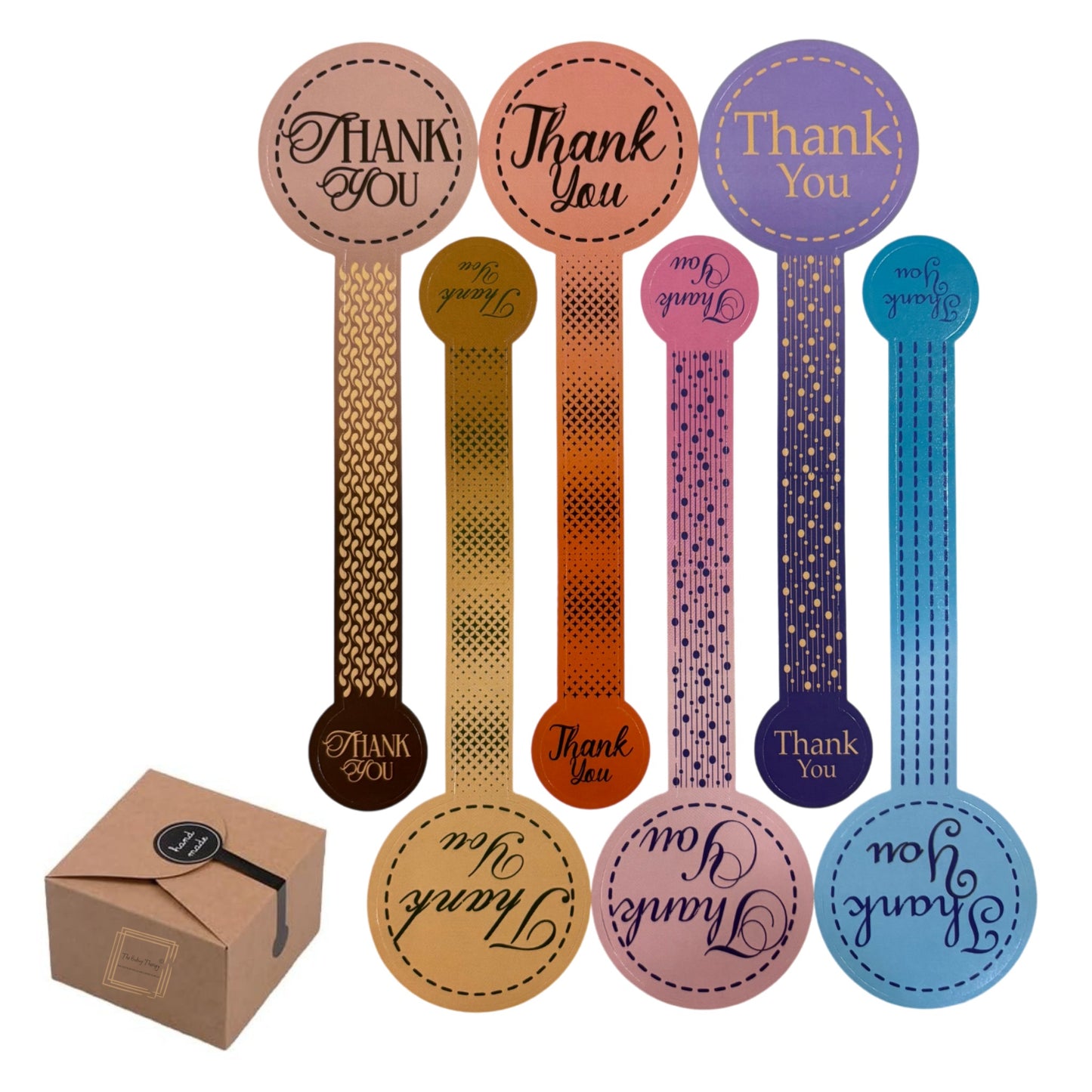 Thank You Long Stickers For Jars Cookies Hamper Cake Box Stickers 12 Pcs Pack