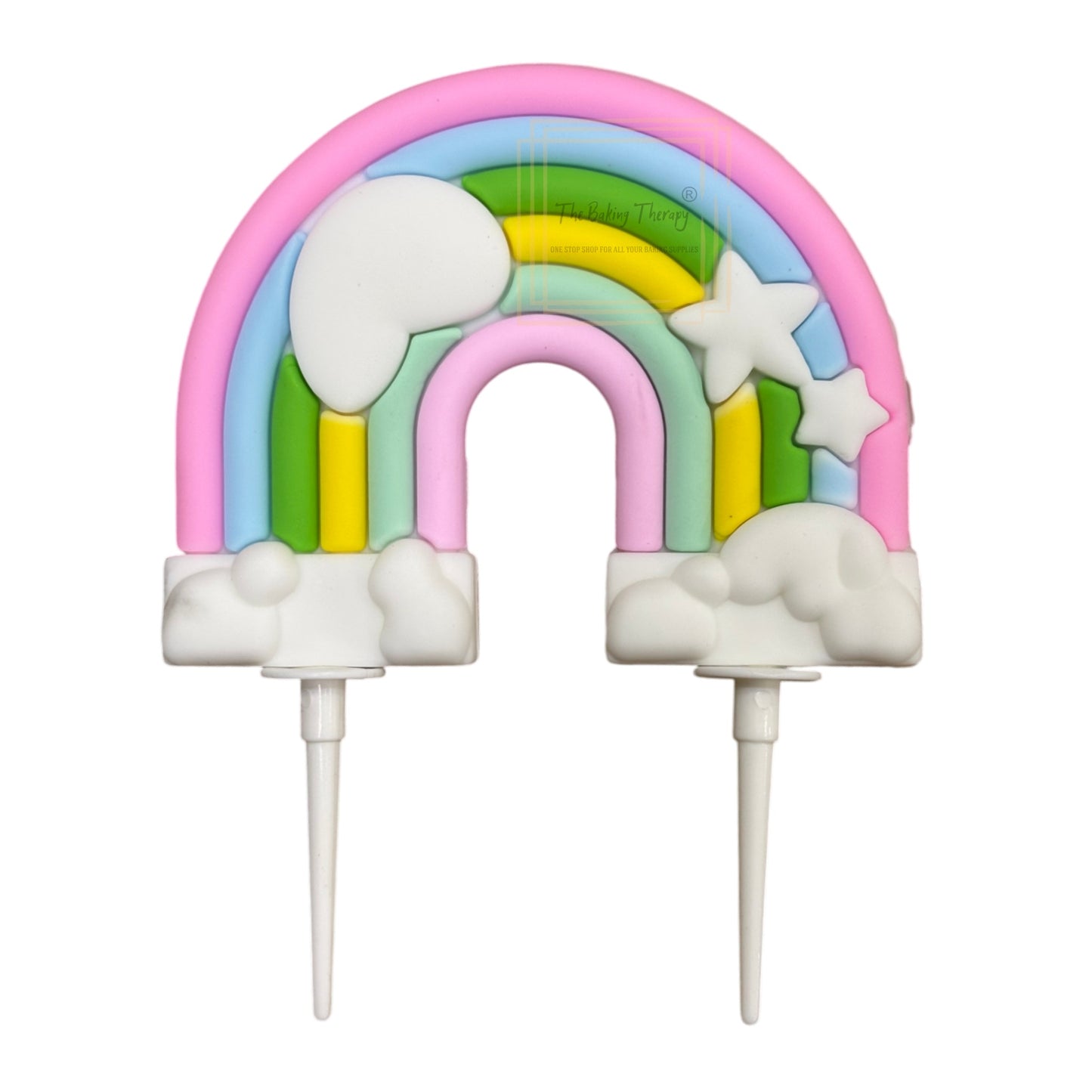 Silicone Soft Pottery Rainbow With Heart And Star Cloud Cake Decoration Cake Topper #2