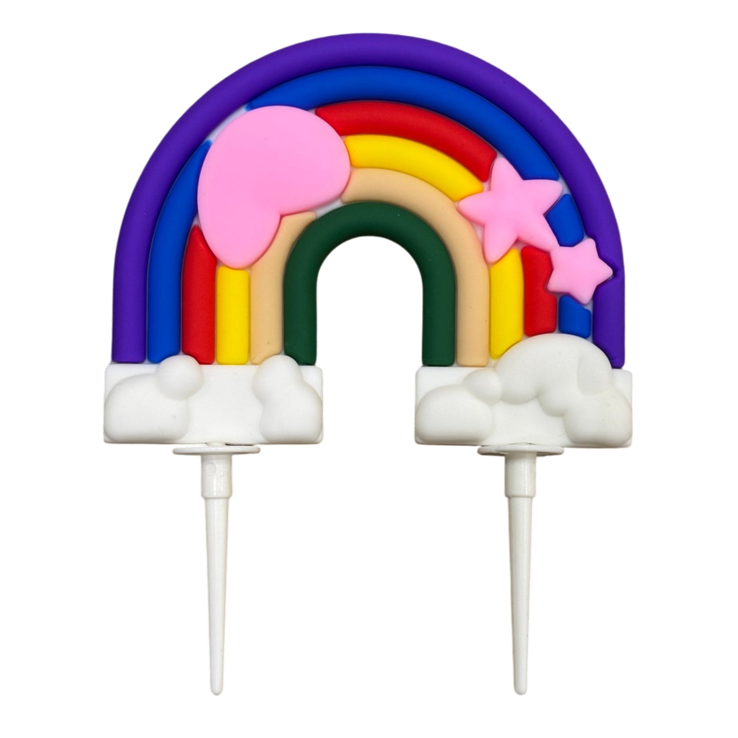 Silicone Soft Pottery Rainbow With Heart And Star Cloud Cake Decoration Cake Topper #4