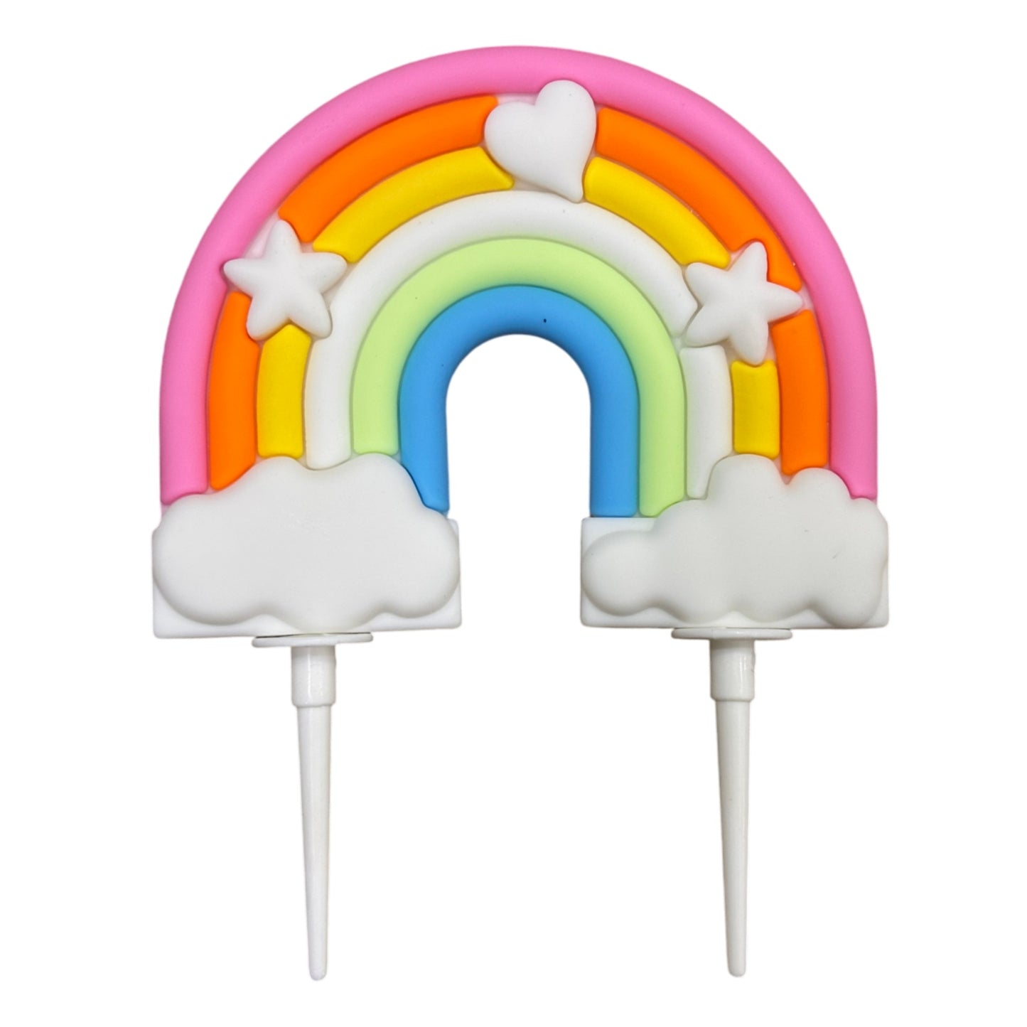 Silicone Soft Pottery Rainbow With Heart And Star Cloud Cake Decoration Cake Topper #1