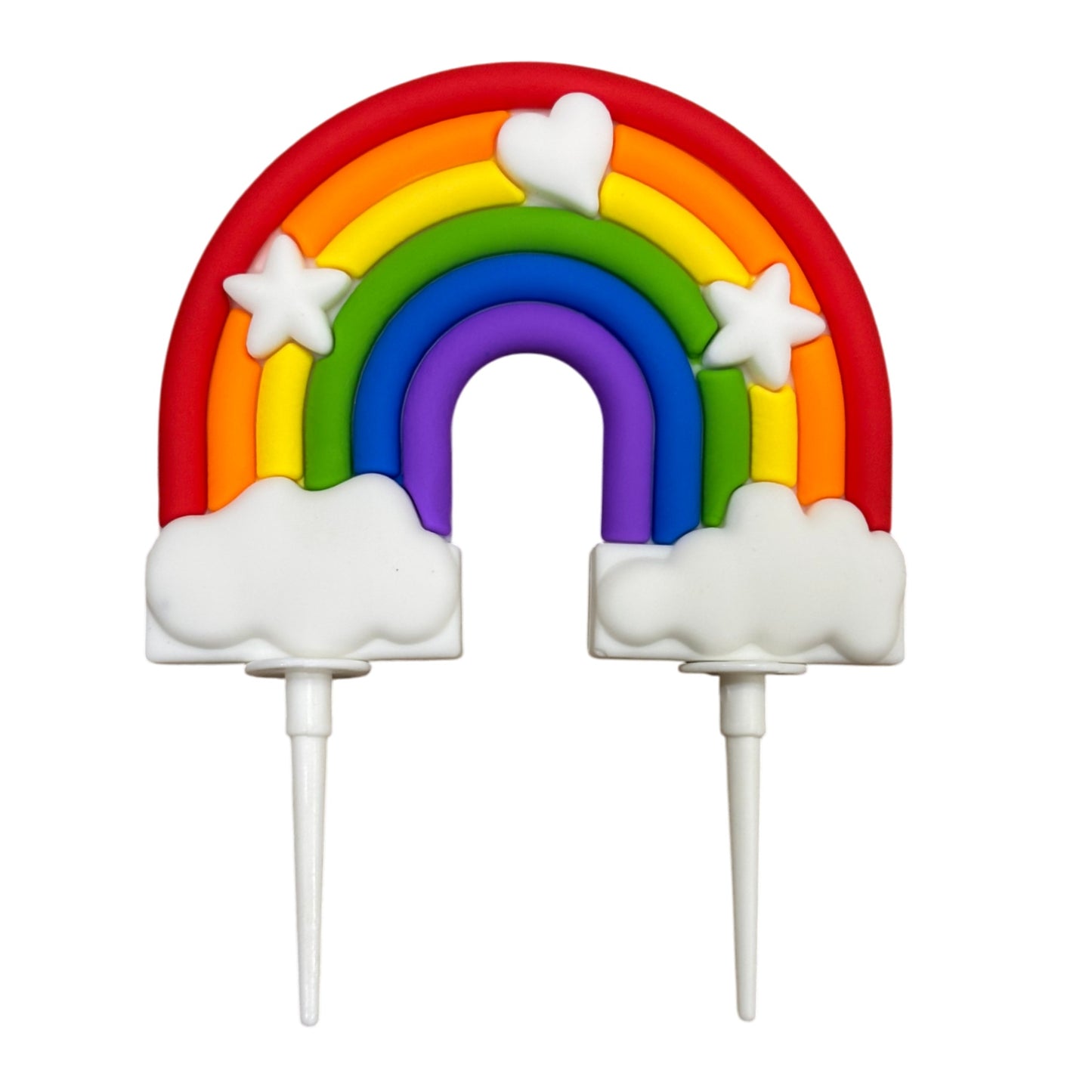 Silicone Soft Pottery Rainbow With Heart And Star Cloud Cake Decoration Cake Topper #3