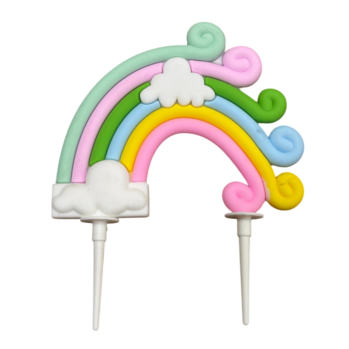 Silicone Soft Pottery Rainbow With Heart And Star Cloud Cake Decoration Cake Topper #5