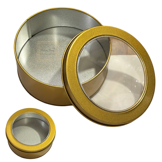 Round Golden Metal Dream Tin Window Gift Box