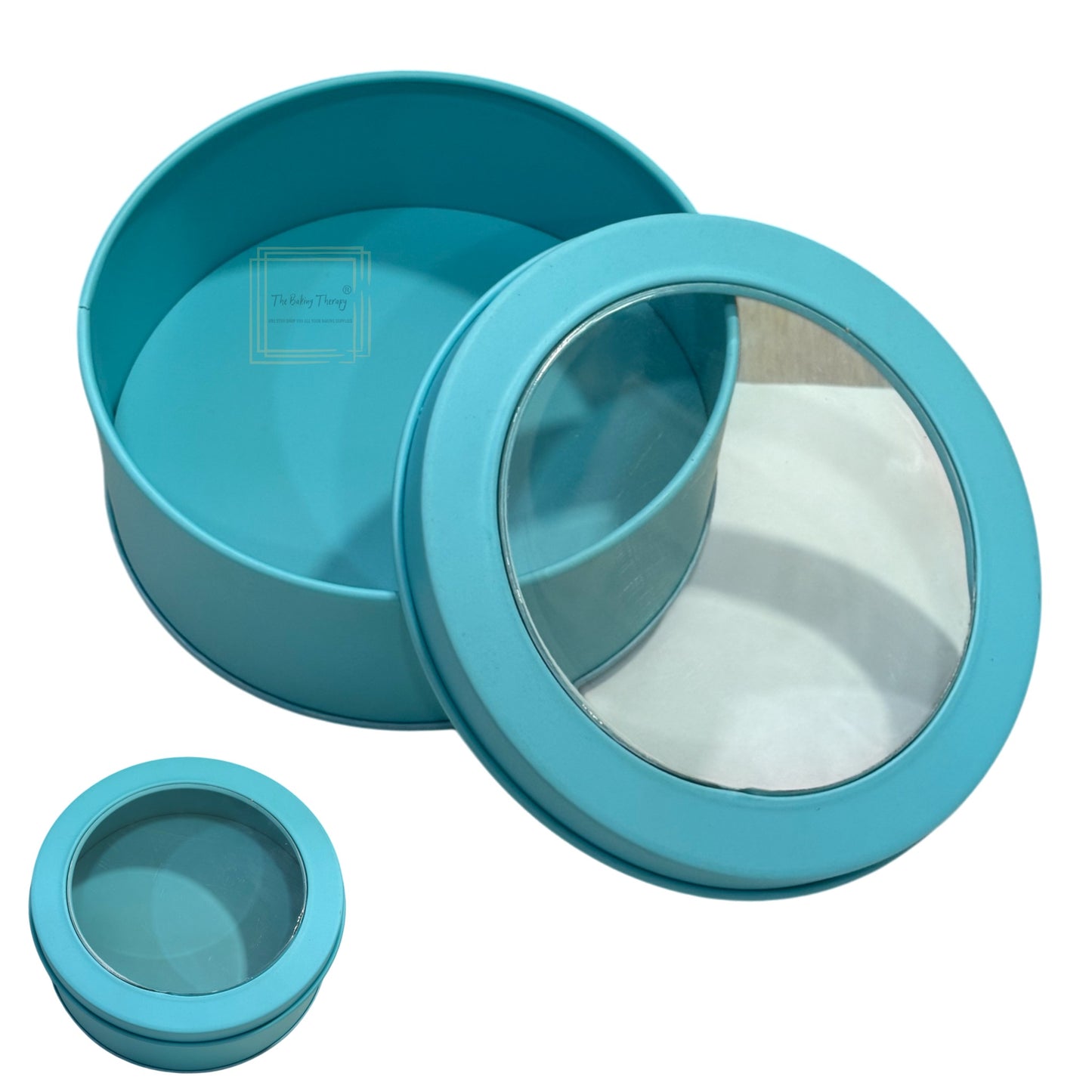Round Blue Metal Dream Tin Window Gift Box