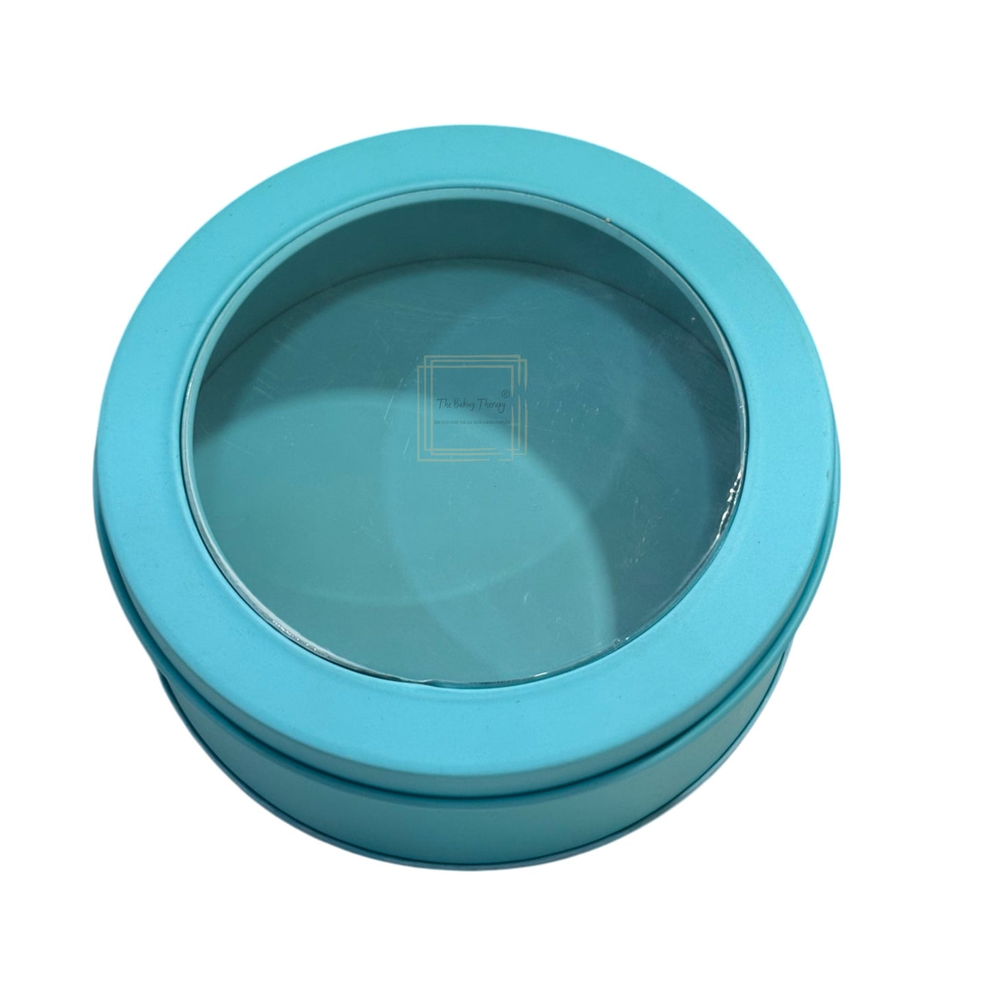 Round Blue Metal Dream Tin Window Gift Box
