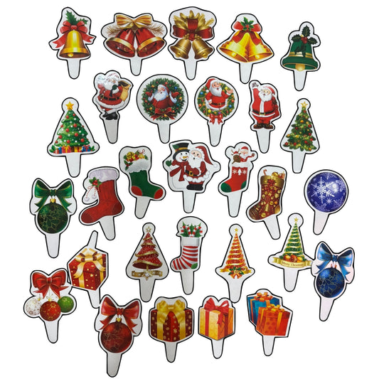 Christmas Theme Paper Cupcake Topper (Pack Of 50Pcs)