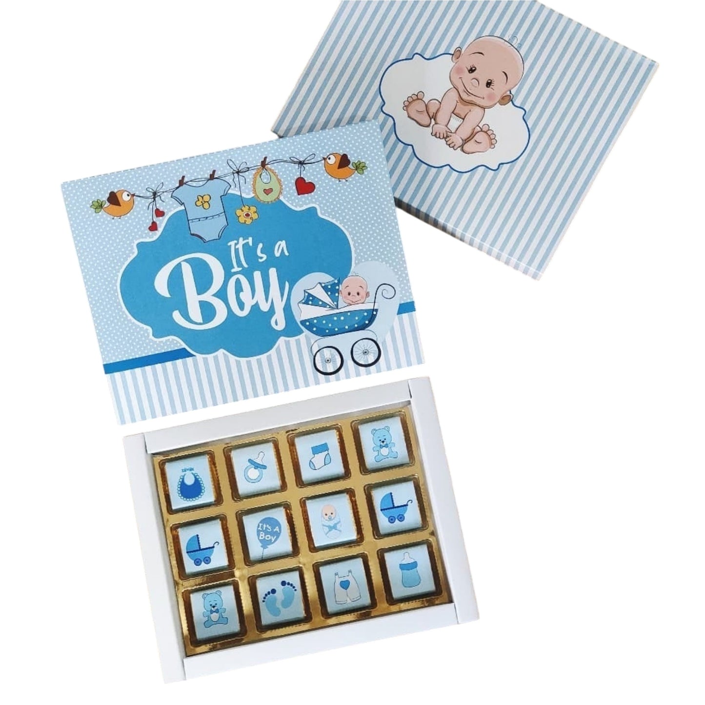 12 Cavity Baby Shower It's Boy Chocolate Packing Box (Without Cavity)