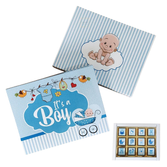 12 Cavity Baby Shower It's Boy Chocolate Packing Box (Without Cavity)