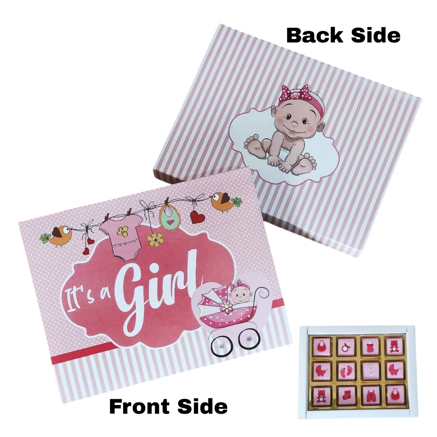 12 Cavity Baby Shower It's Girl Chocolate Packing Box (Without Cavity)