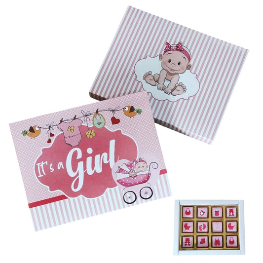 12 Cavity Baby Shower It's Girl Chocolate Packing Box (Without Cavity)