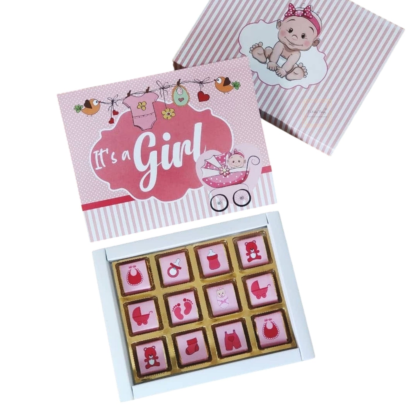 12 Cavity Baby Shower It's Girl Chocolate Packing Box (Without Cavity)