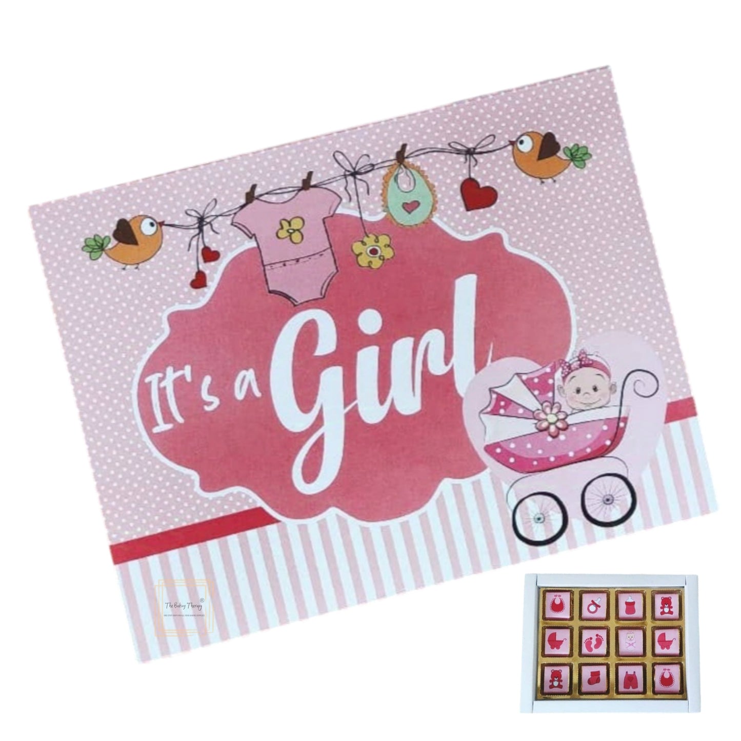 12 Cavity Baby Shower It's Girl Chocolate Packing Box (Without Cavity)