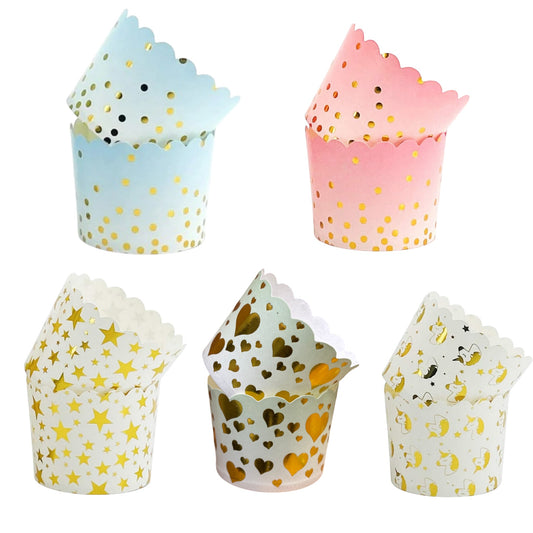 Golden Foil Print Bake And Serve Cupcake Muffin Liners Mold (Pack Of 50 Pcs)