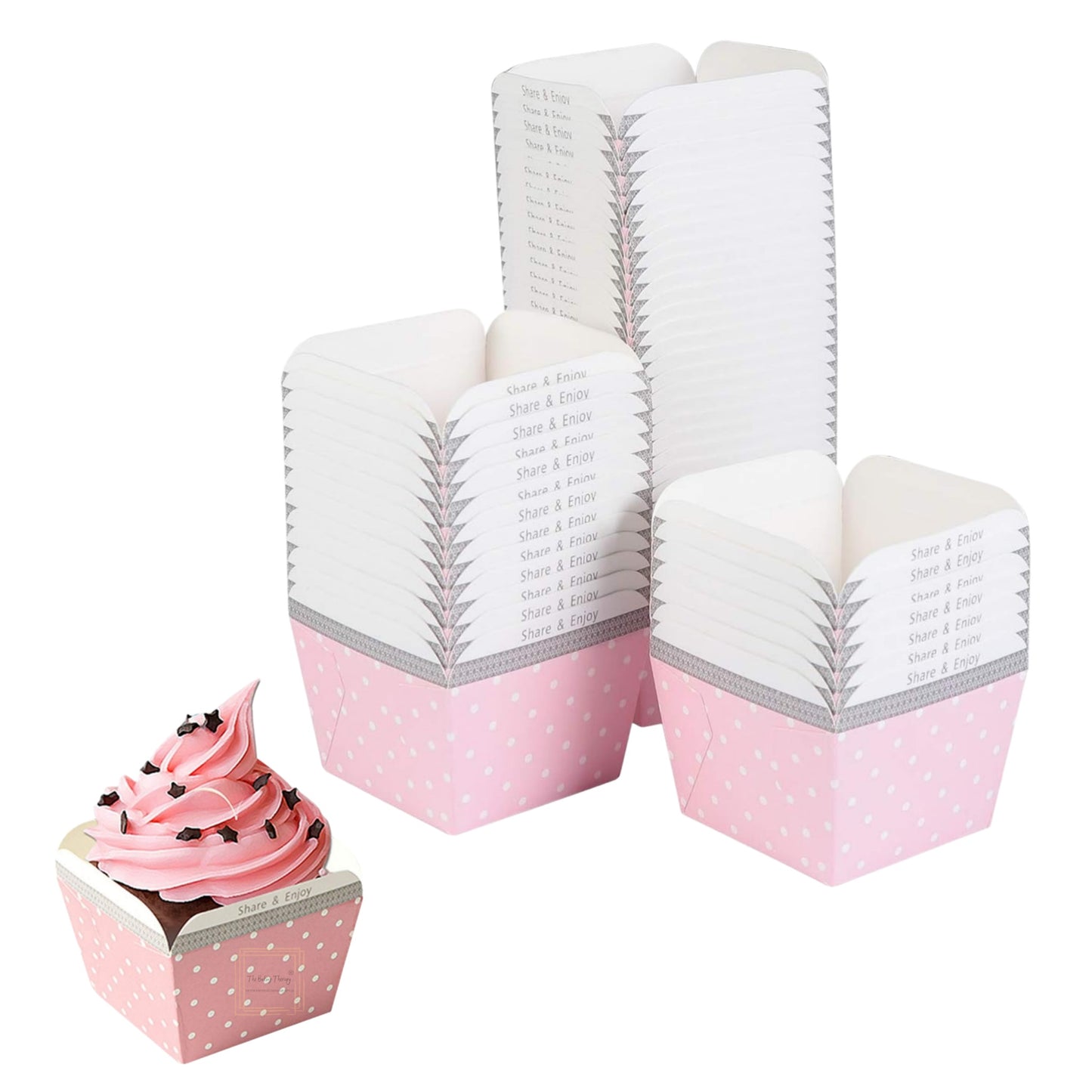 Pink Square Bake And Serve Paper Cupcake Muffin Liners Mold