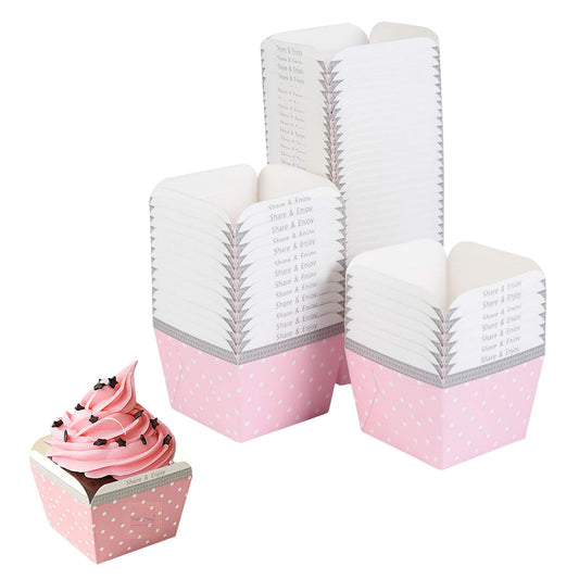 Pink Square Bake And Serve Paper Cupcake Muffin Liners Mold