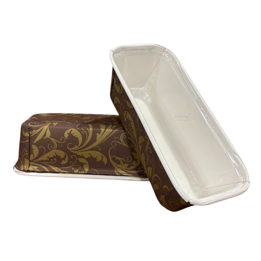 Brown Print Paper Bake and Serve Plumpy Mold Plum Cake Tea Cake Loaf Tray Mold ( Pack Of 10 Pcs )