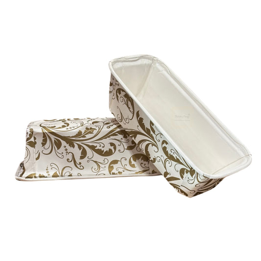 White Print Paper Bake and Serve Plumpy Mold Plum Cake Tea Cake Loaf Tray Mold ( Pack Of 10 Pcs )
