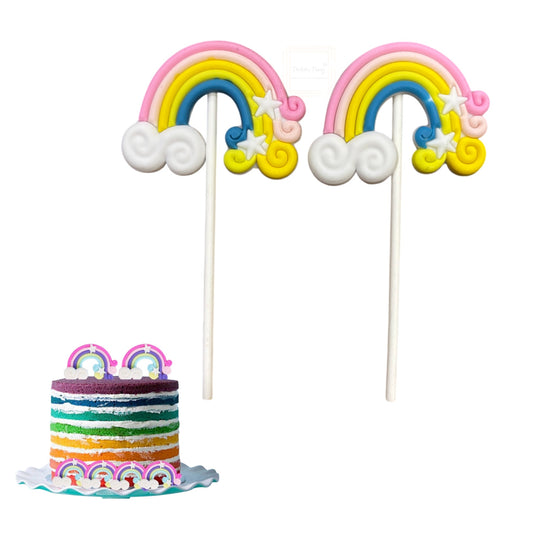 Mini Silicone Rainbow Cake Topper Cake Decoration #2 ( Pack Of 2 Pcs )