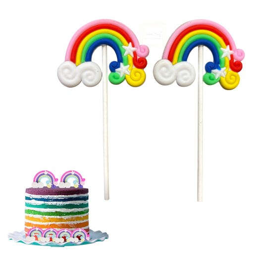 Mini Silicone Rainbow Cake Topper Cake Decoration #3 ( Pack Of 2 Pcs )