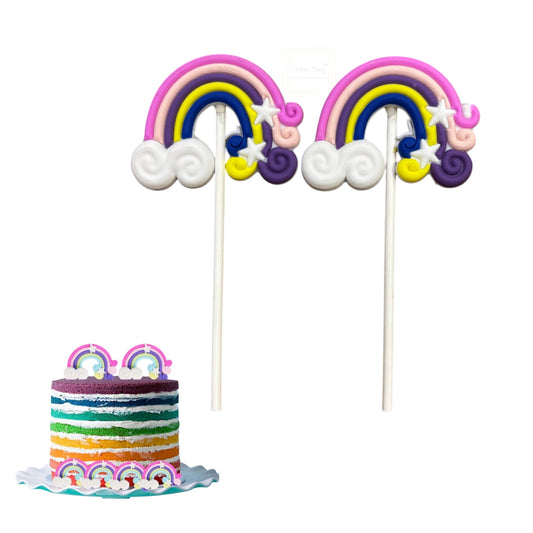 Mini Silicone Rainbow Cake Topper Cake Decoration #1 ( Pack Of 2 Pcs )