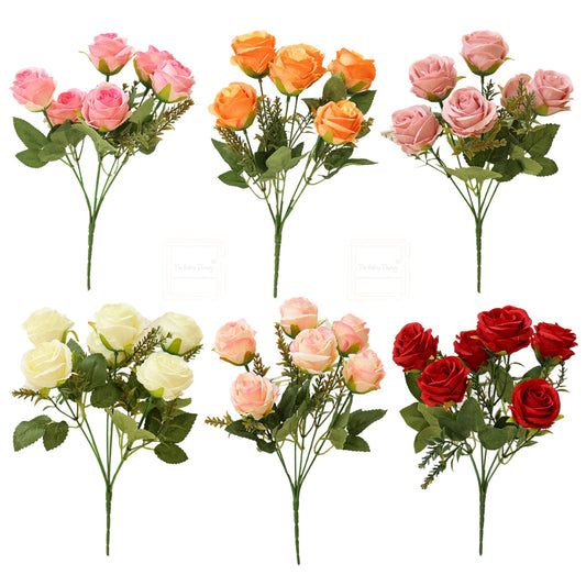 Rose Artificial Flower Bunch For Cake Decoration - (1 Bunch)