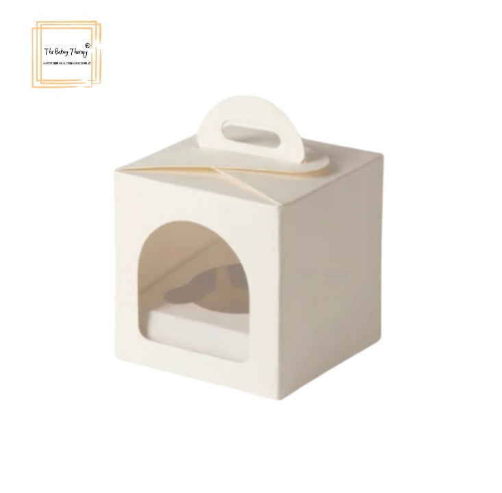 Single Cupcake And Jar Box With Front Window And Handle ( Pack Of 10 Pcs ) White