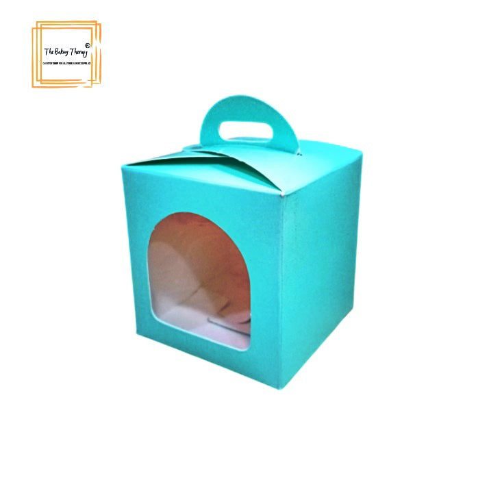 Single Cupcake And Jar Box With Front Window And Handle ( Pack Of 10 Pcs ) Green