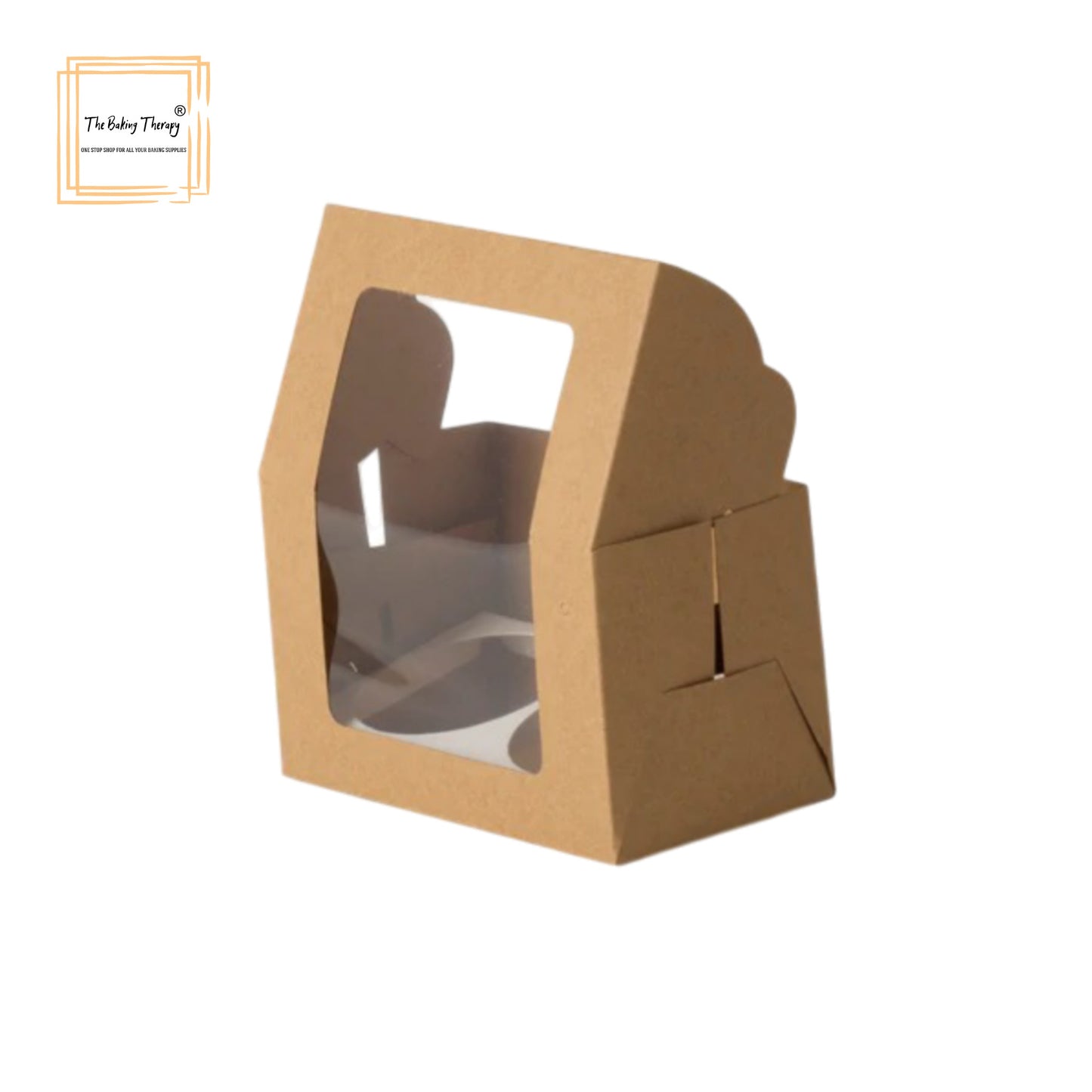 Kraft Full Window 2 Cupcake And Jar Box With Cavity ( Pack Of 10 Pcs ) Brown